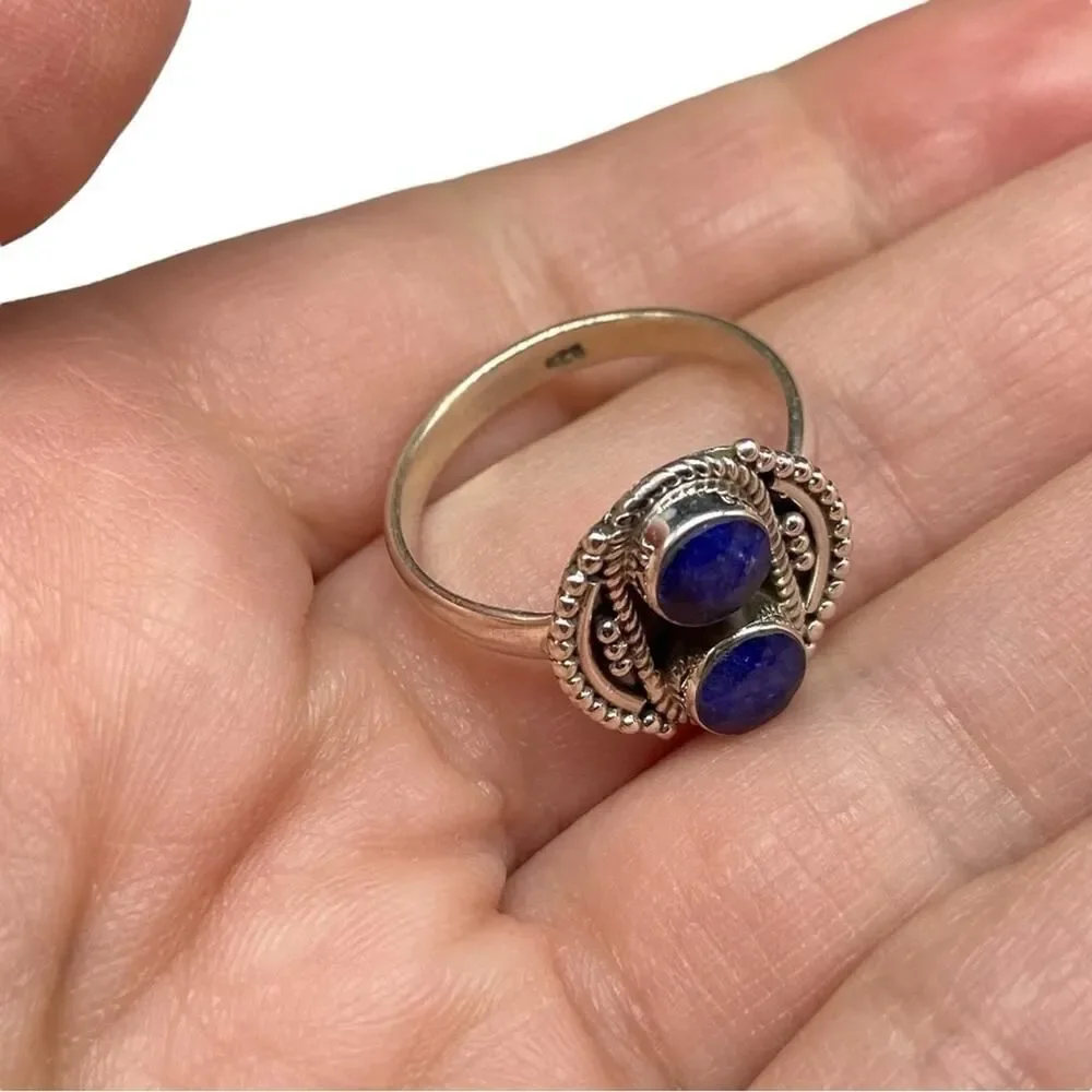 Sapphire Ring Size 7.5 Solid 925 Sterling Silver
